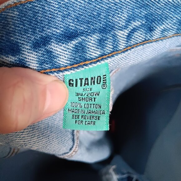 Women's 34/20W Short Vintage Gitano Tapered Denim Jeans 38x29 1990's Faded - Picture 7 of 8